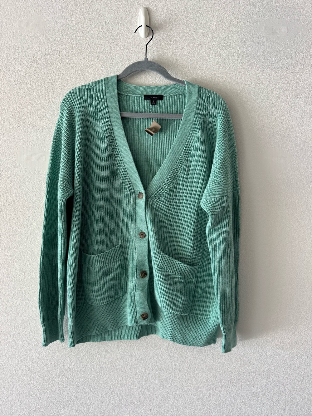 J. Crew Mint Green V-Neck Button Cardigan